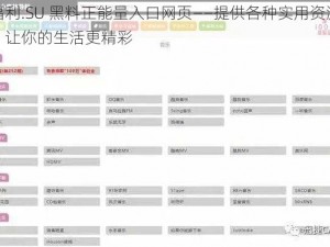 福利.SU 黑料正能量入口网页——提供各种实用资源，让你的生活更精彩