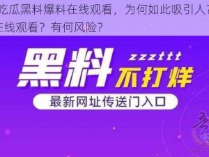 91 吃瓜黑料爆料在线观看，为何如此吸引人？如何在线观看？有何风险？