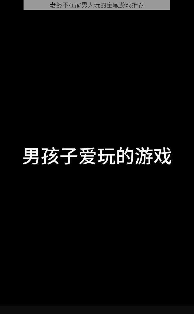 老婆不在家男人玩的宝藏游戏推荐