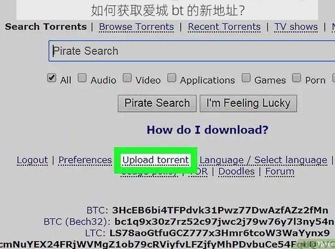 如何获取爱城 bt 的新地址？