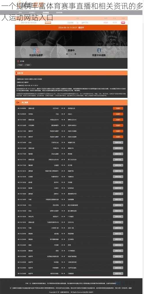 一个提供丰富体育赛事直播和相关资讯的多人运动网站入口