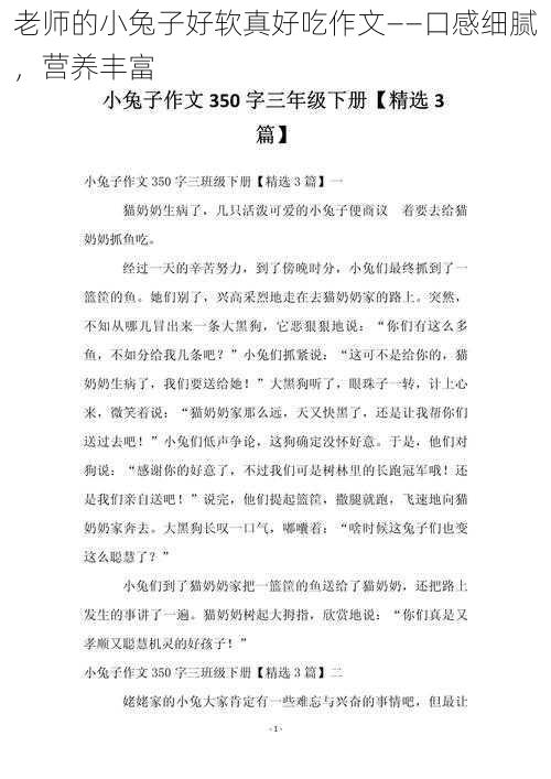 老师的小兔子好软真好吃作文——口感细腻，营养丰富