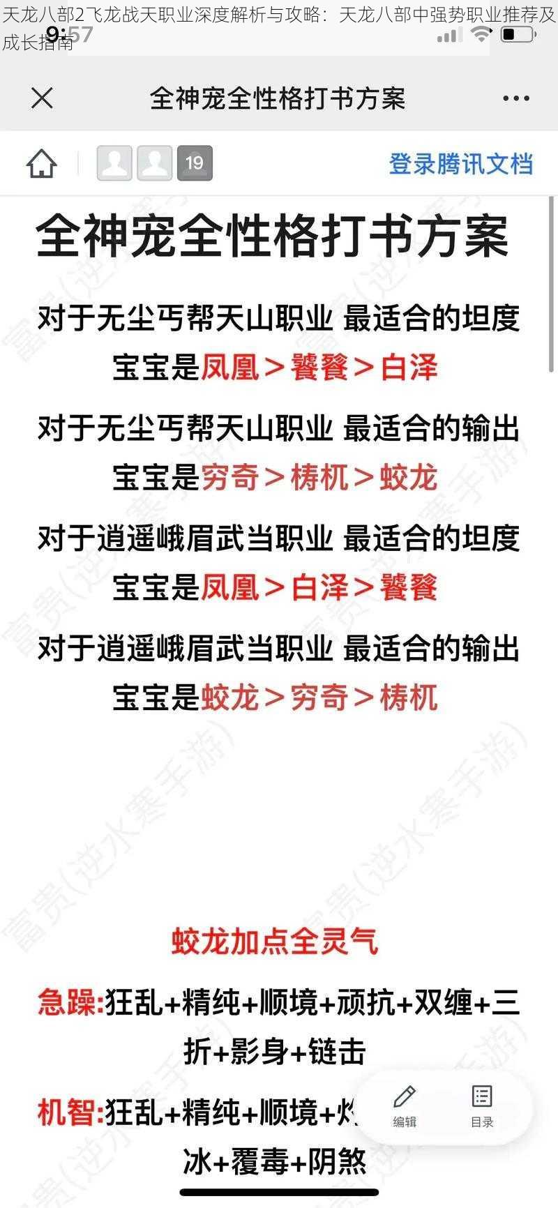 天龙八部2飞龙战天职业深度解析与攻略：天龙八部中强势职业推荐及成长指南