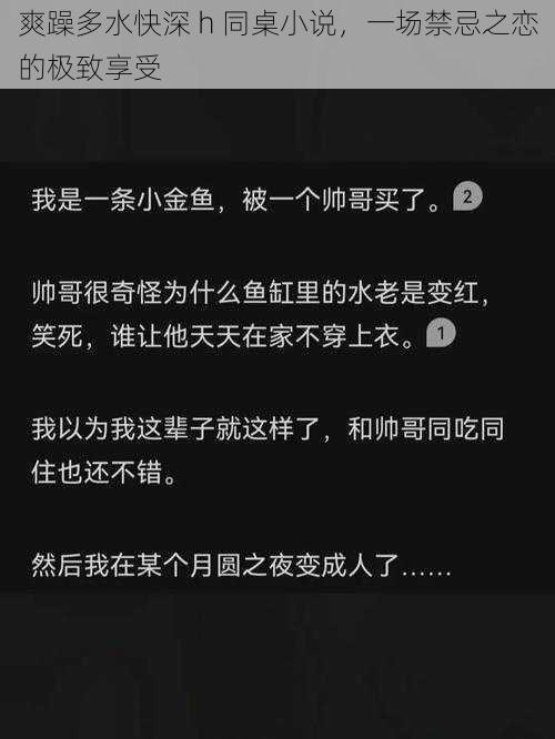 爽躁多水快深 h 同桌小说，一场禁忌之恋的极致享受