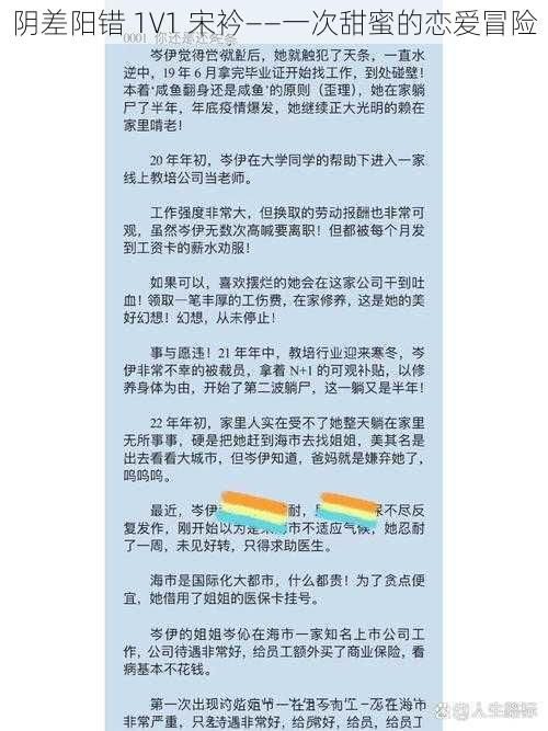 阴差阳错 1∨1 宋衿——一次甜蜜的恋爱冒险