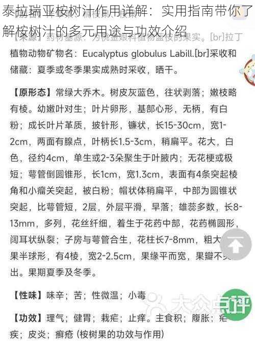 泰拉瑞亚桉树汁作用详解：实用指南带你了解桉树汁的多元用途与功效介绍