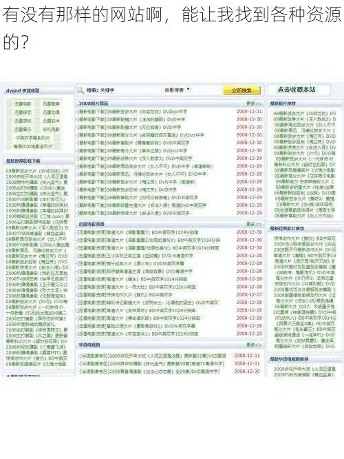 有没有那样的网站啊，能让我找到各种资源的？