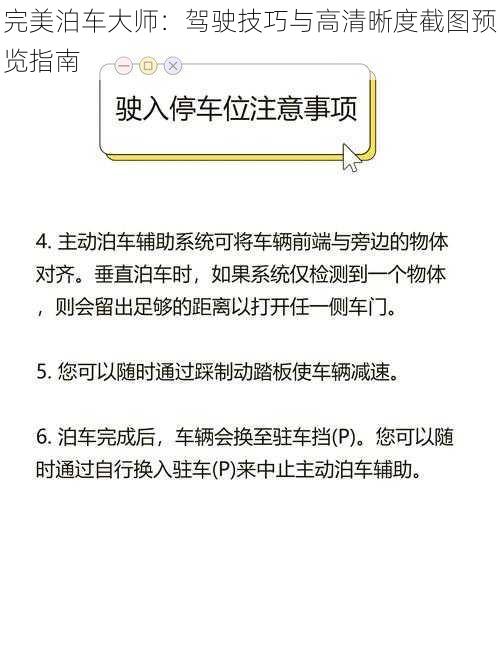 完美泊车大师：驾驶技巧与高清晰度截图预览指南