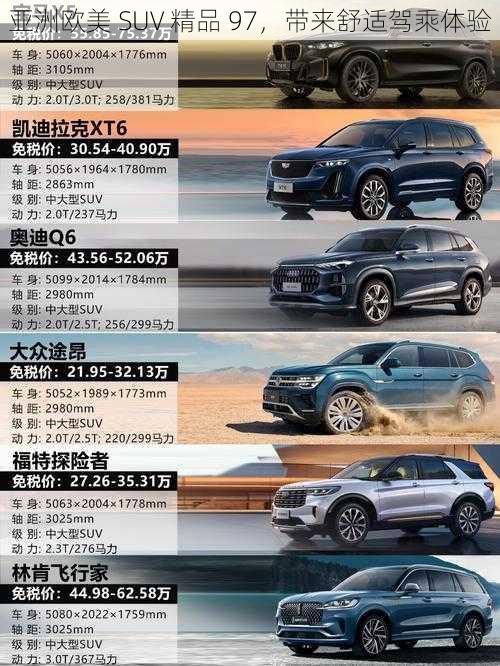 亚洲欧美 SUV 精品 97，带来舒适驾乘体验