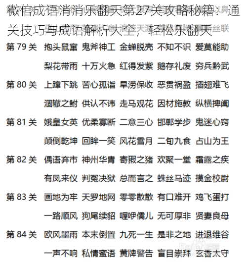 微信成语消消乐翻天第27关攻略秘籍：通关技巧与成语解析大全，轻松乐翻天