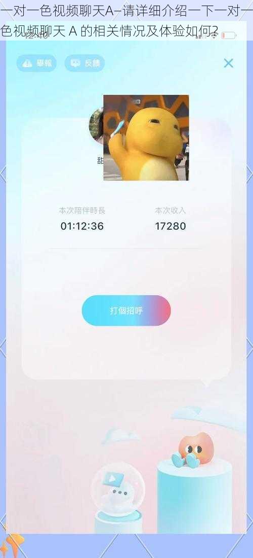 一对一色视频聊天A—请详细介绍一下一对一色视频聊天 A 的相关情况及体验如何？