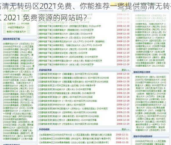 高清无转码区2021免费、你能推荐一些提供高清无转码区 2021 免费资源的网站吗？