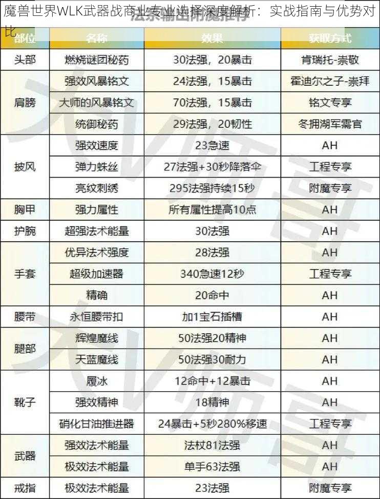 魔兽世界WLK武器战商业专业选择深度解析：实战指南与优势对比