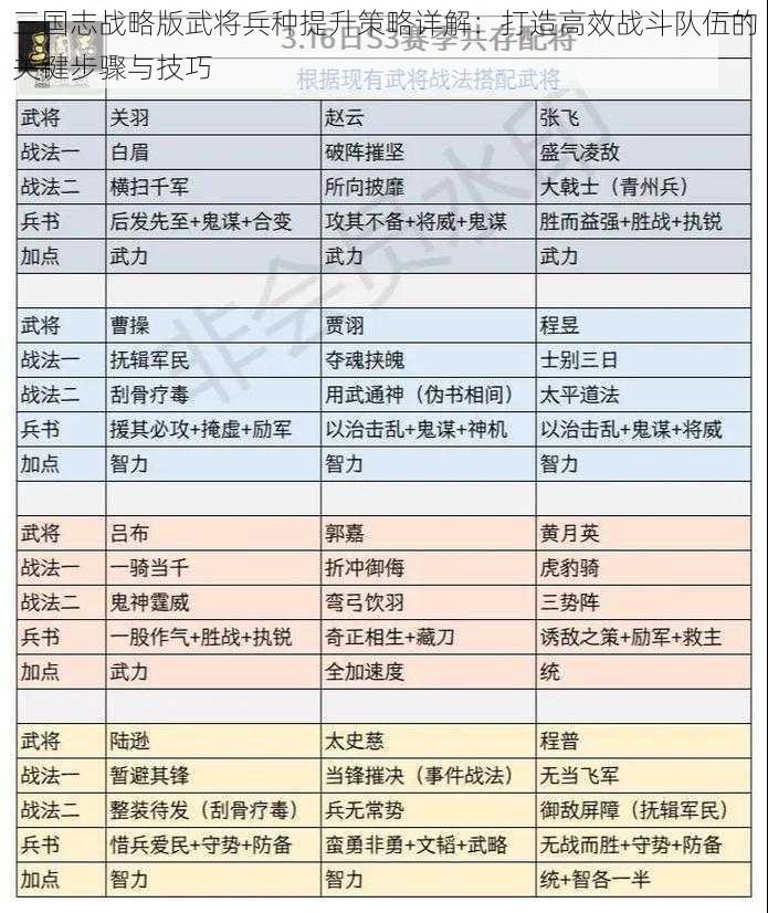 三国志战略版武将兵种提升策略详解：打造高效战斗队伍的关键步骤与技巧