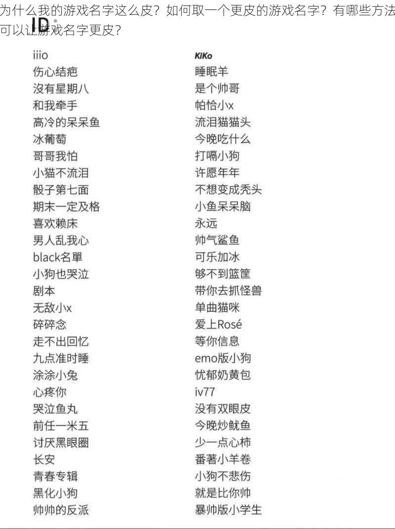 为什么我的游戏名字这么皮？如何取一个更皮的游戏名字？有哪些方法可以让游戏名字更皮？