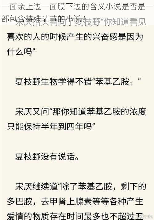 一面亲上边一面膜下边的含义小说是否是一部包含特殊情节的小说？