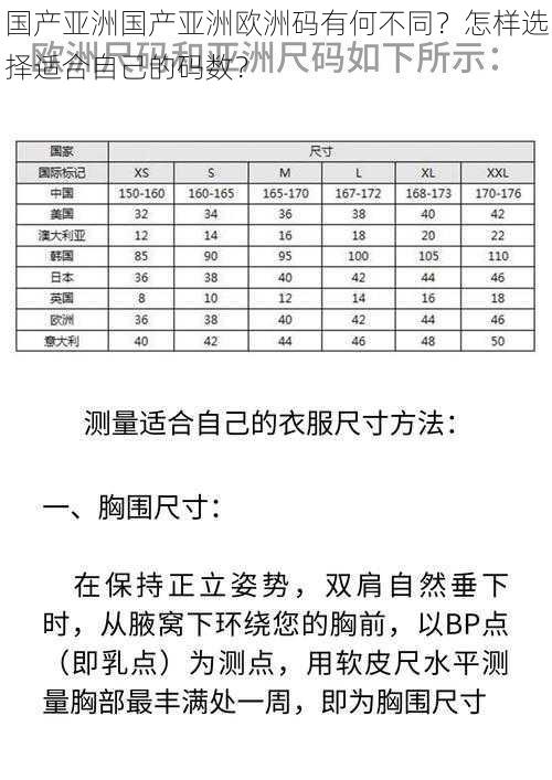 国产亚洲国产亚洲欧洲码有何不同？怎样选择适合自己的码数？