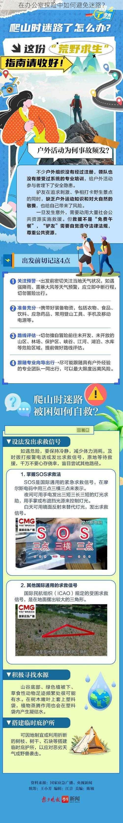 在办公室探险中如何避免迷路？